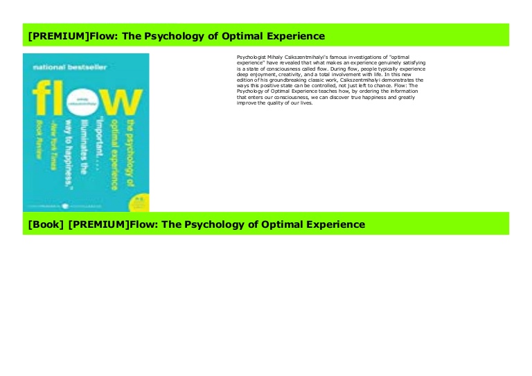 Torrent Flow The Psychology Of Optimal Experience